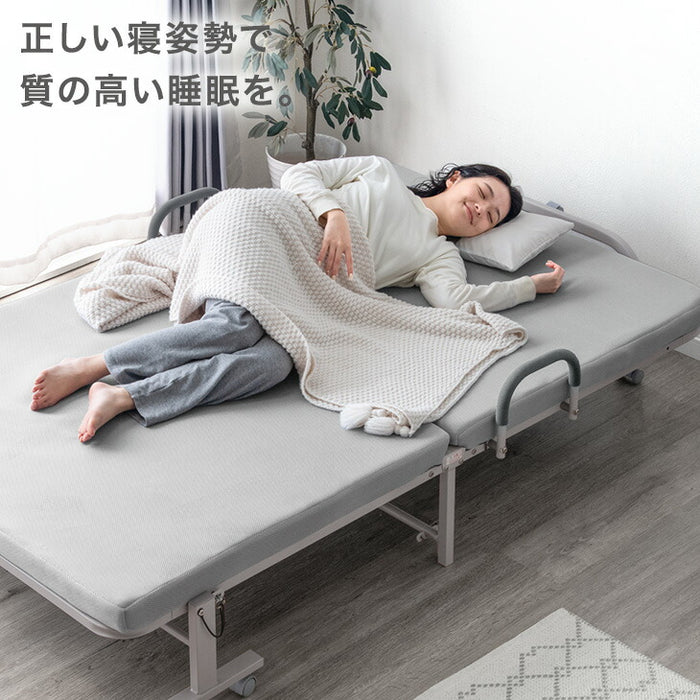 セミダブル] 高反発 マットレス付き 折りたたみベッド 洗える カバー