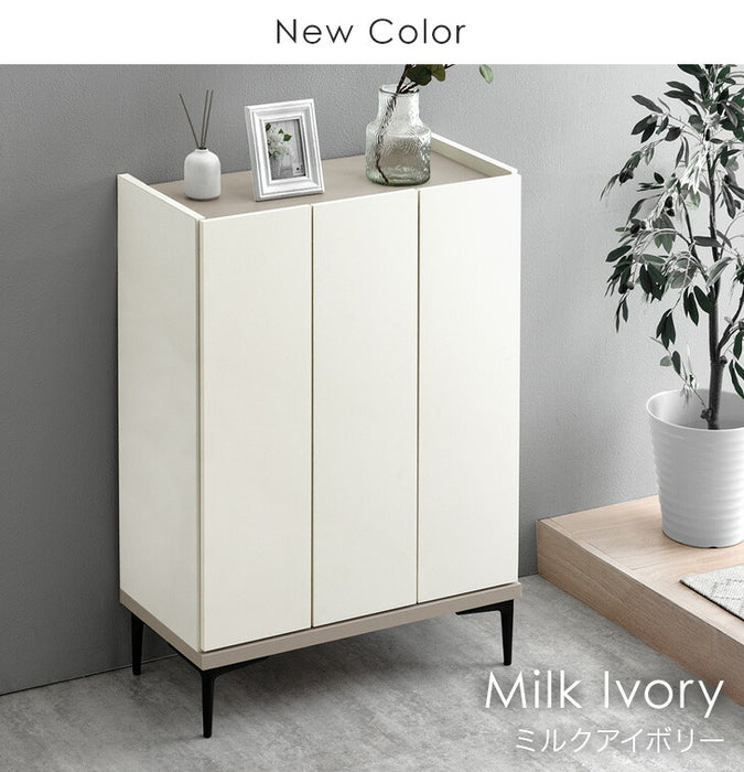 幅75] シューズボックス 大川家具 完成品 大理石調 飾り棚 ロータイプ