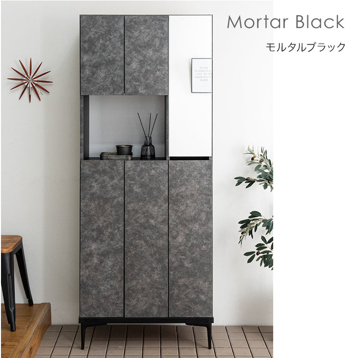 幅75］シューズボックス 国産 完成品 ミラー付き 消臭機能付 姿見 下駄