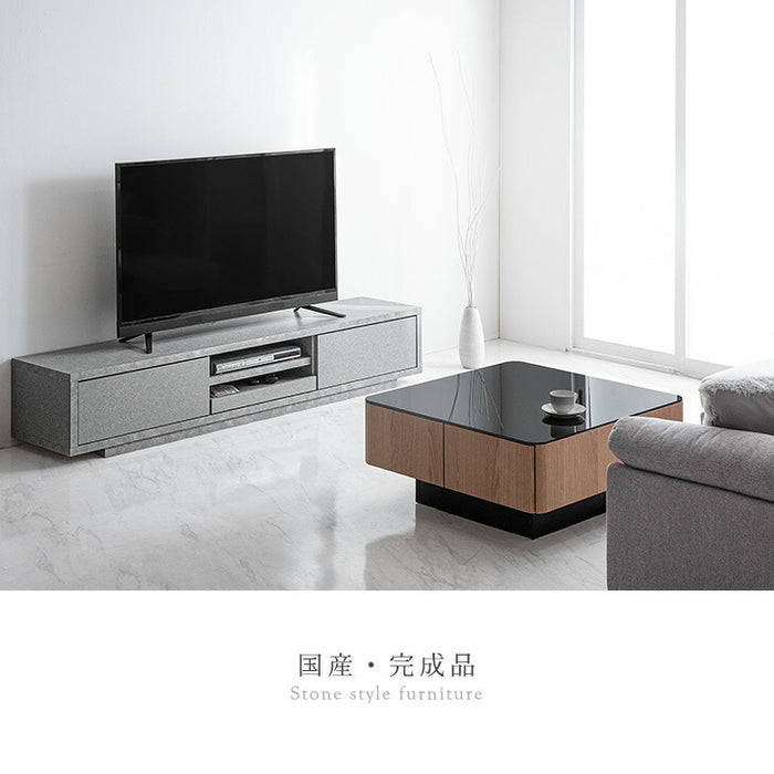 幅180cm 大理石＆セラミック調 テレビ台 プッシュ式引き出し 国産 完成