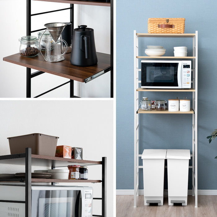 幅60］レンジ台 4段 大型レンジ対応 スリム おしゃれ キッチン収納