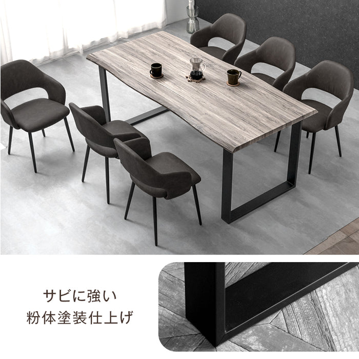 幅180］6人掛け ダイニングテーブル7点セット ヴィンテージ レザー調