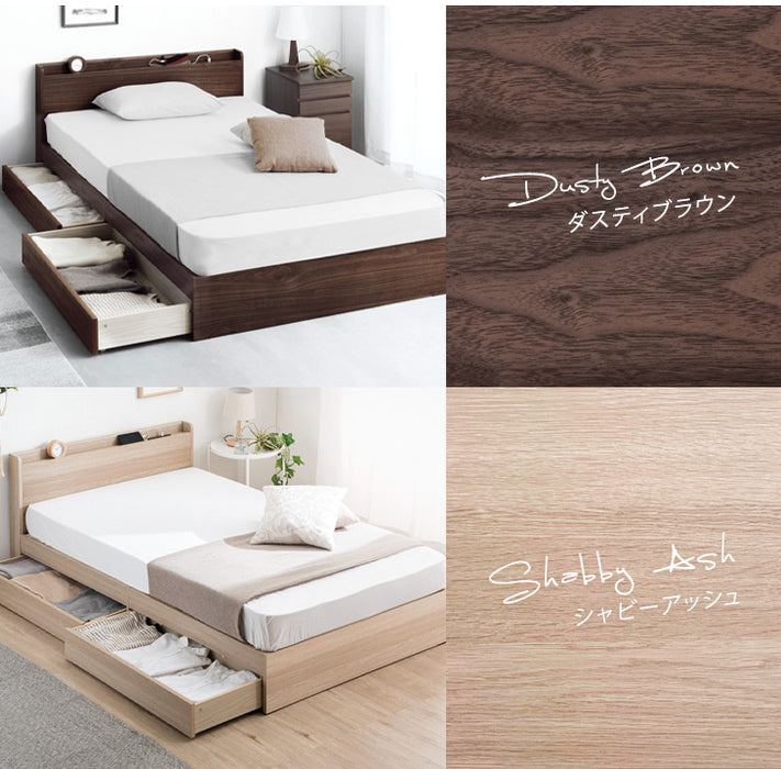 ベッド ブラウン ダブル ボンネルコイルマットレス付きds-2173656