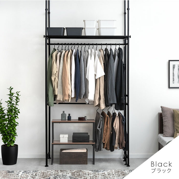 幅116-210cm］突っ張りハンガーラック 幅116-210cm 2段 大容量