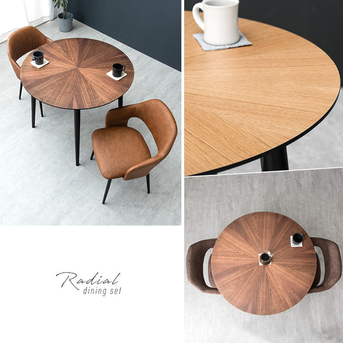幅90cm］デザイン木目 円形 ダイニングテーブル 単品 天然木 丸