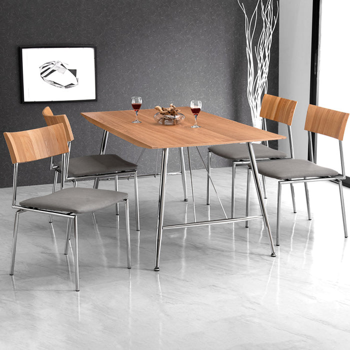 幅150］天然木 ダイニングテーブル5点セット 4人掛け ブラック脚