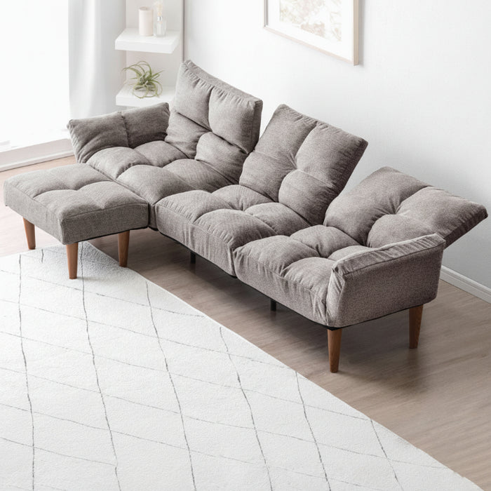 左右独立リクライニング ソファ 三人掛け オットマン付 ポケットコイル