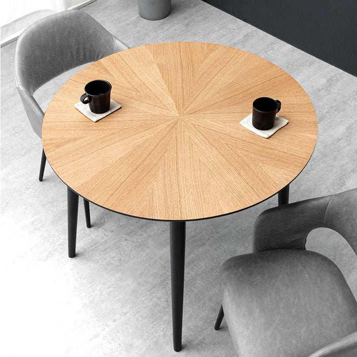 幅90cm］デザイン木目 円形 ダイニングテーブル 単品 天然木 丸