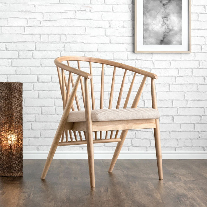 単脚］和モダン ダイニングチェア 単品 完成品 アッシュ 無垢材 肘付き