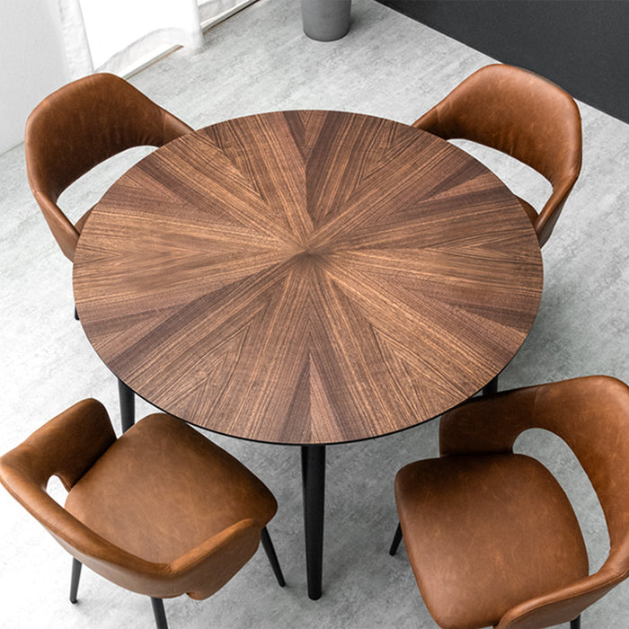 幅110cm］デザイン木目 円形 ダイニングテーブル 単品 天然木 丸