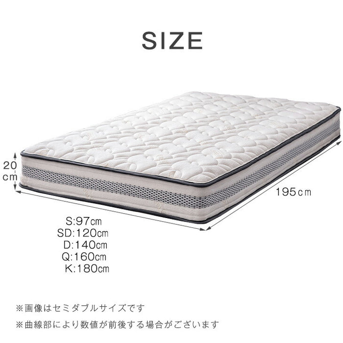 シングル］爽快4Dメッシュ ポケットコイルマットレス 厚み20cm