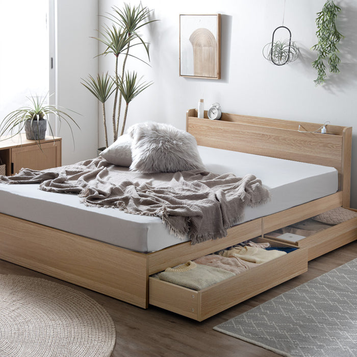 シングル] 収納付きすのこベッド ベッドフレーム単品 スマホスタンド