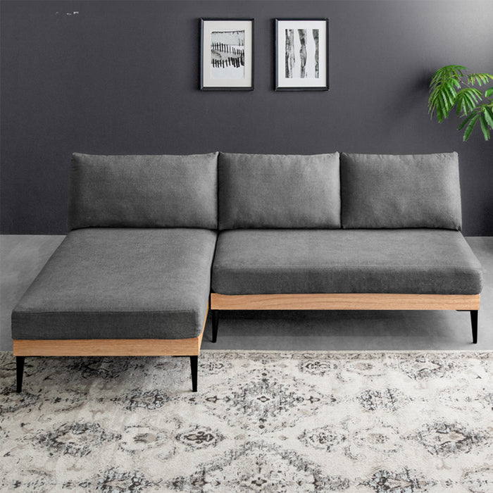 洗える カウチソファ 3人掛け カバーリング ポケットコイル 天然木 肘