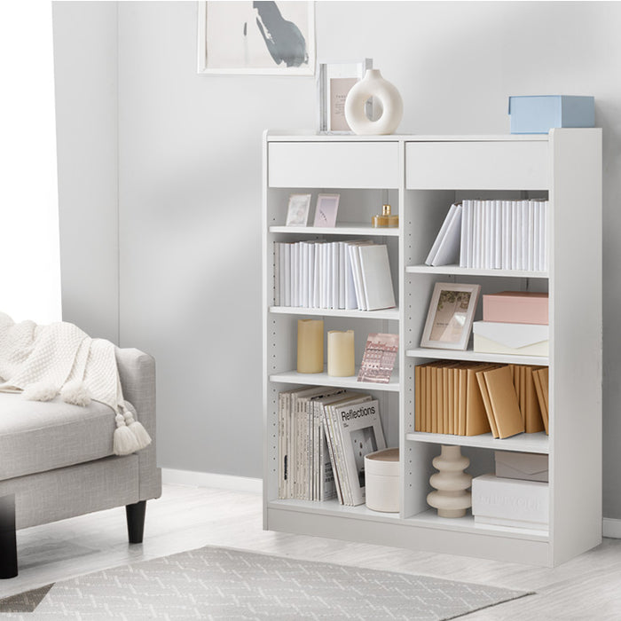 引き出し付き 本棚 大容量 ロータイプ 可動棚 23段階 幅90 奥行31cm