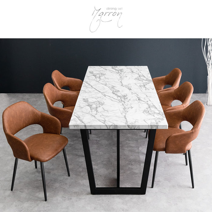 幅180cm］ダイニングテーブル 単品 6人掛け ストーン調 大理石調