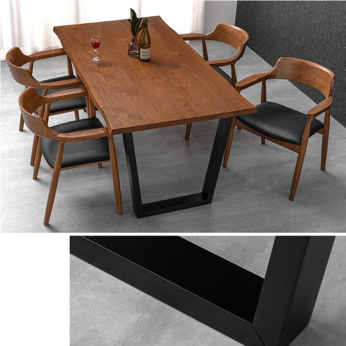 幅160］天然木 ダイニングテーブル 単品 4人掛け 長方形 木製 北欧 黒
