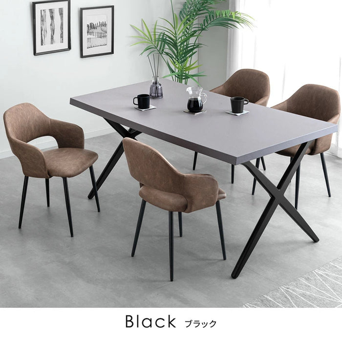 幅160］モルタル調 ダイニングテーブルセット 4人掛け 5点セット