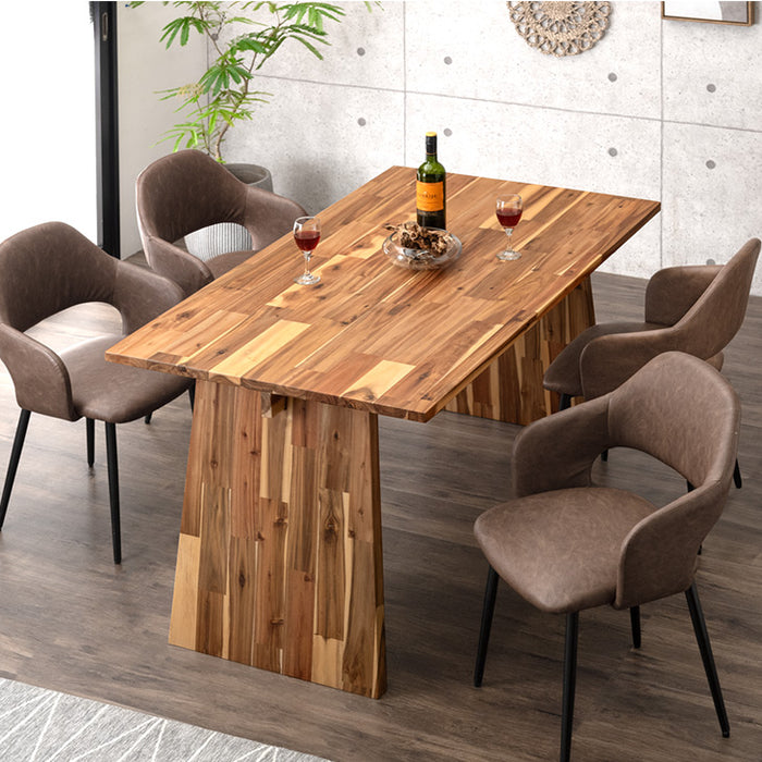 幅140cm］パネル脚 天然木 アカシア ダイニングテーブルセット 4人掛け