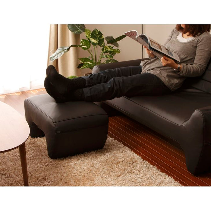 日本製 オットマン スツール ブラウン オットマン レザー 足置き 1人