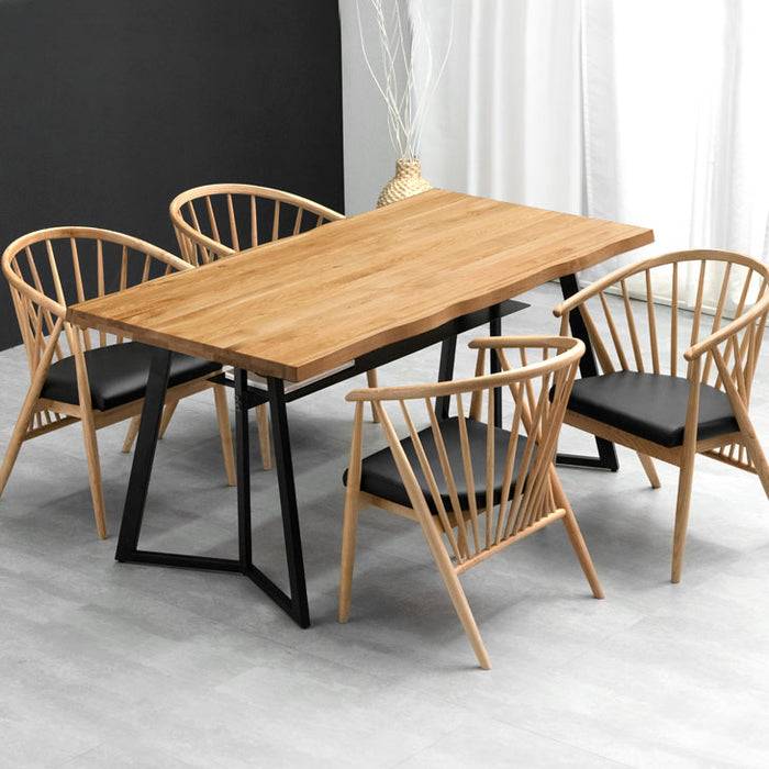 幅160］天然木 和モダン ダイニング 5点セット 棚付き 4人掛け 長方形