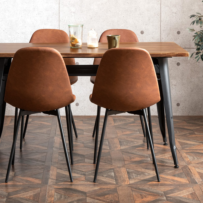 2脚セット] ヴィンテージ ダイニングチェア レザー調 チェア 椅子 食卓