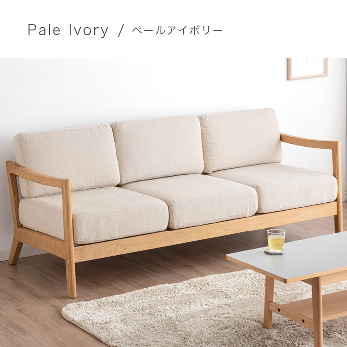 幅181cm] 木肘ソファ 3人掛け 天然木フレーム ファブリック 北欧 【超