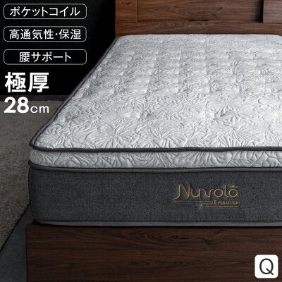 クイーン］極厚28cm ポケットコイルマットレス ピロートップ アロエ
