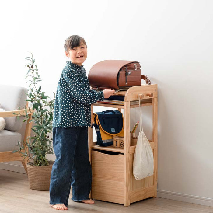 幅40］現役ママが考えた 木製 ランドセルラック 収納 キャスター付き