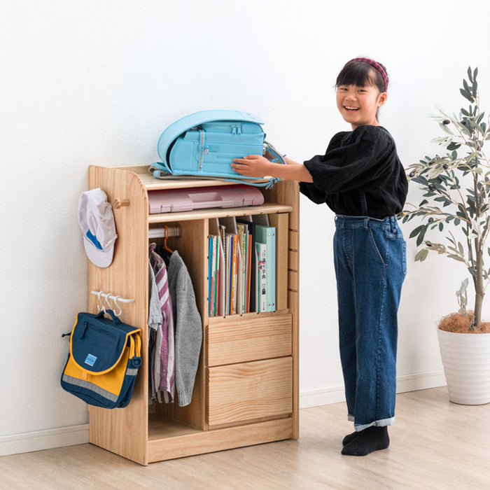 幅60］ 現役ママが考えた ランドセルラック 天然木 キャスター付き