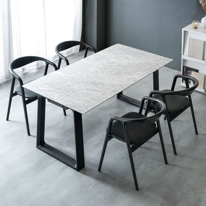 幅160］4人掛け 大理石調 ダイニングテーブル5点セット マーブル柄【超