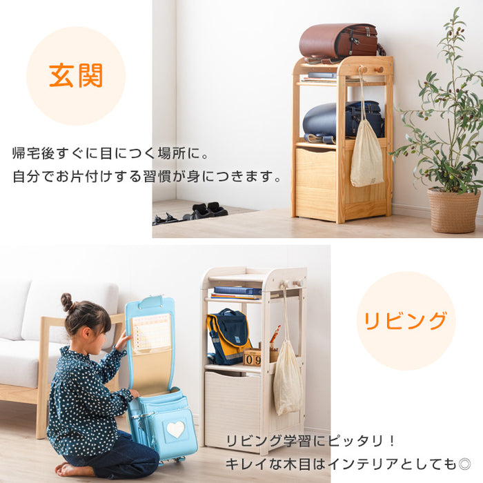 幅40］現役ママが考えた 木製 ランドセルラック 収納 キャスター付き