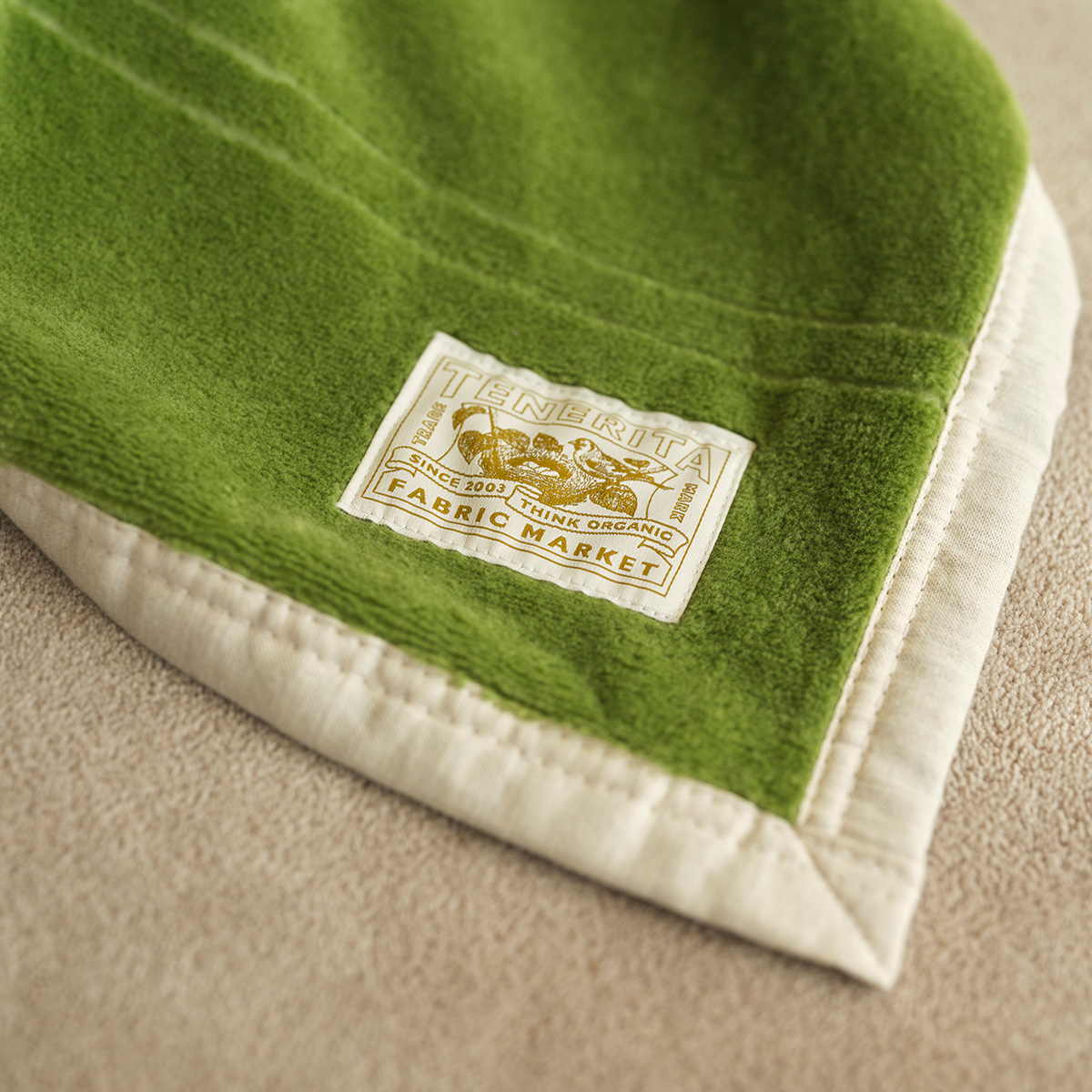 コットンダブルカットボーダーハーフケット(FREE セージ): ベッド