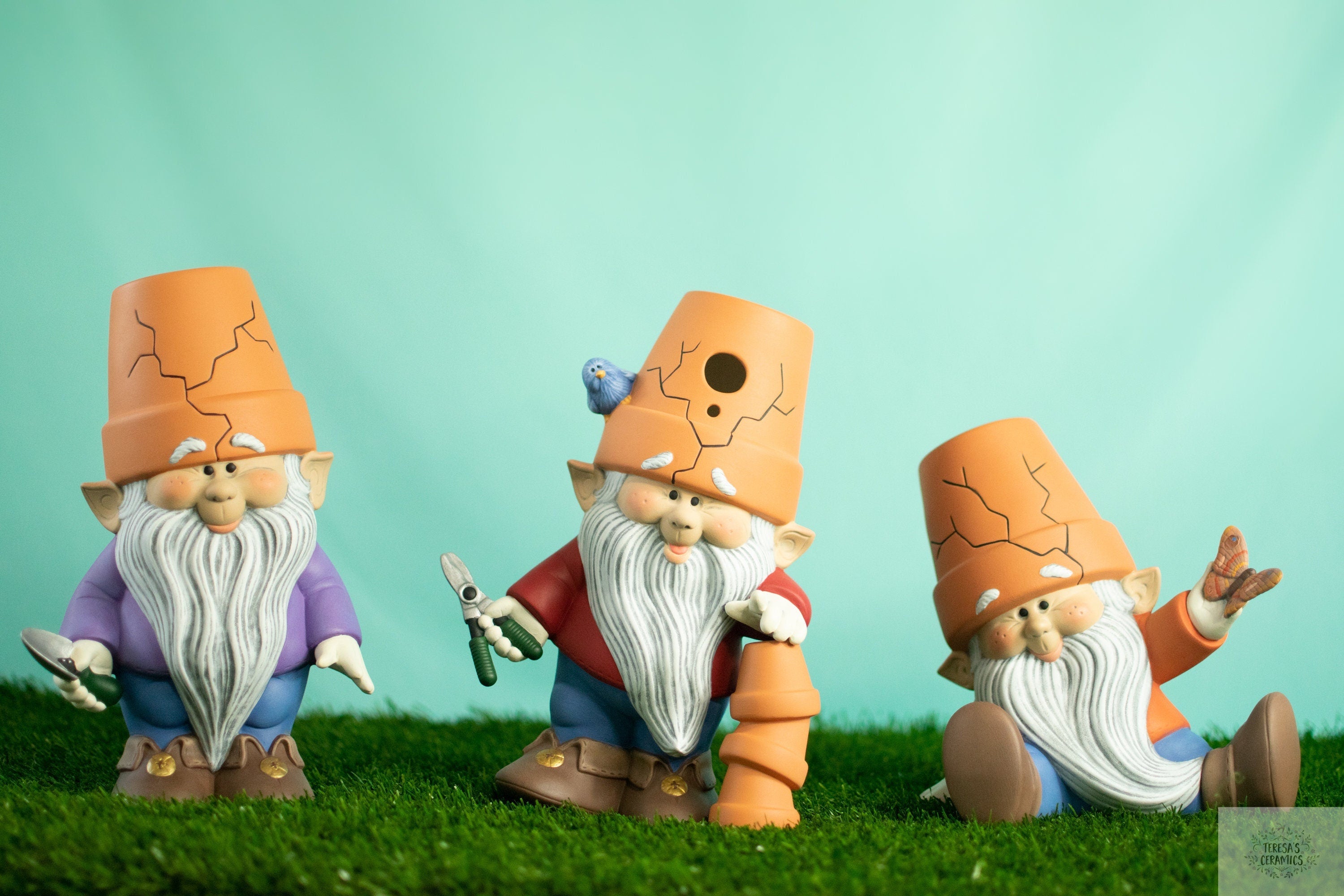 Large Crockpot Gnomes | Set of Three | Garden Gnome Brothers