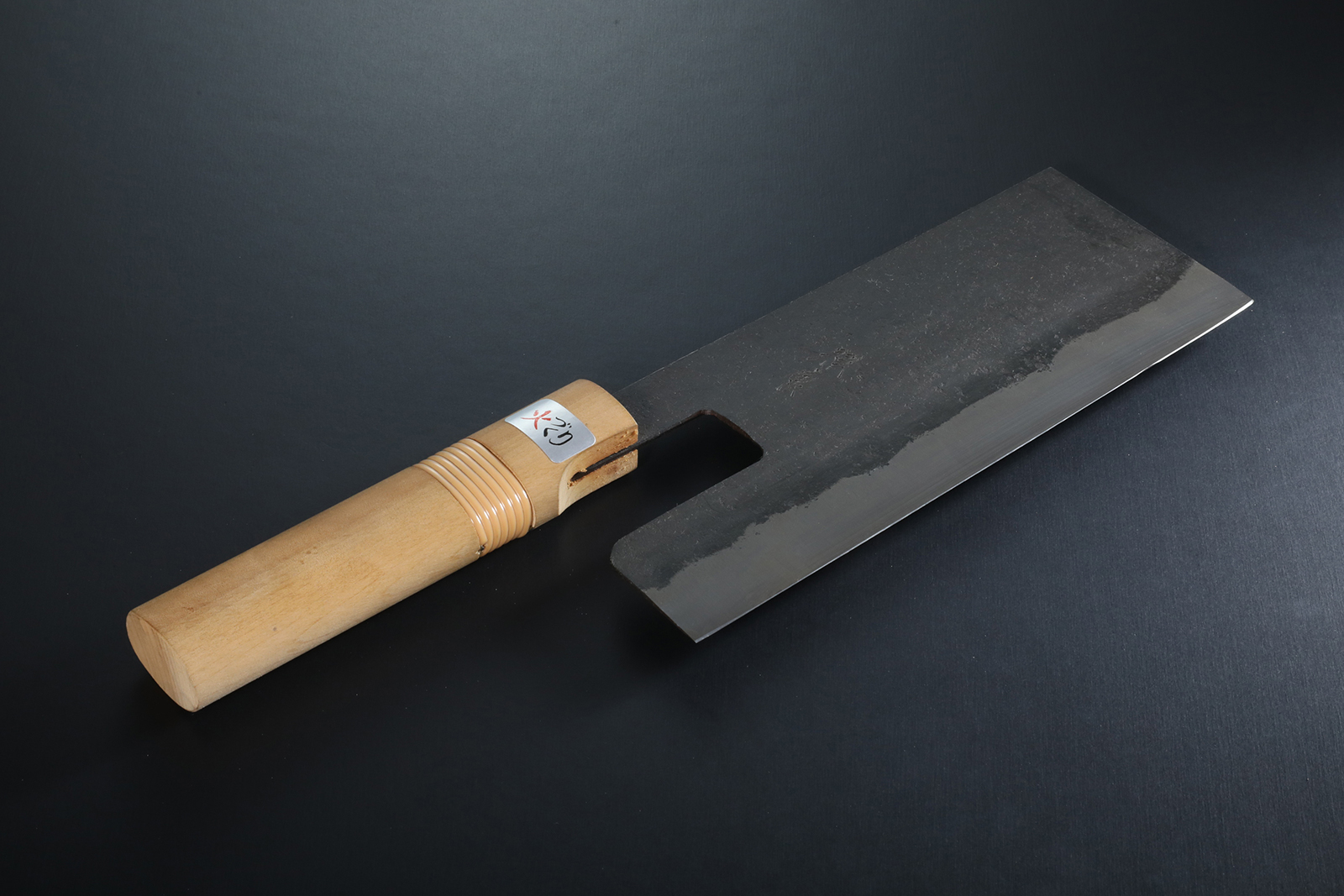 蕎麦切包丁 【黒打ち 両刃】 | 藤原照康刃物工芸