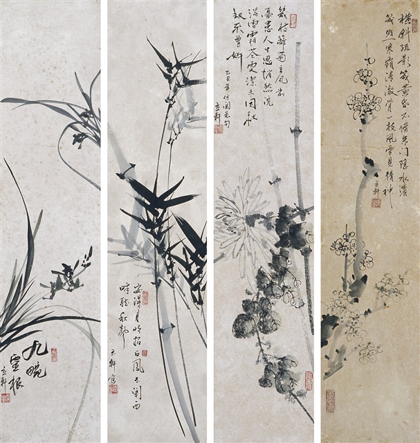 梅蘭竹菊(四幅) | 臺北市立美術館