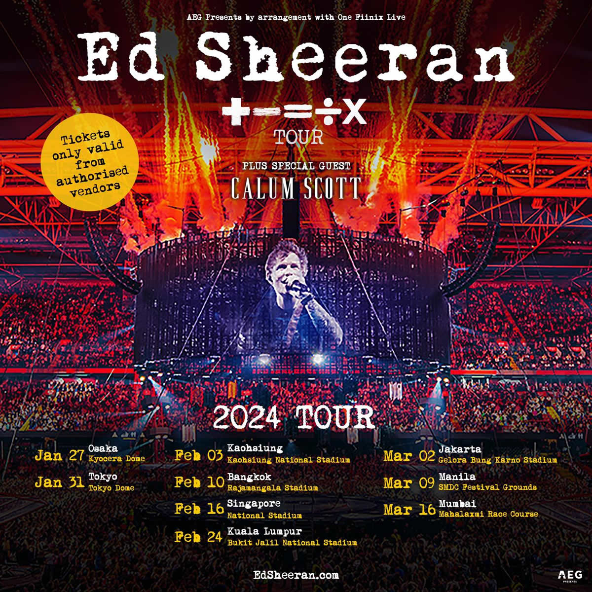 エド・シーランのタイ公演「Ed Sheeran +-=÷x Tour Bangkok 2024」2024
