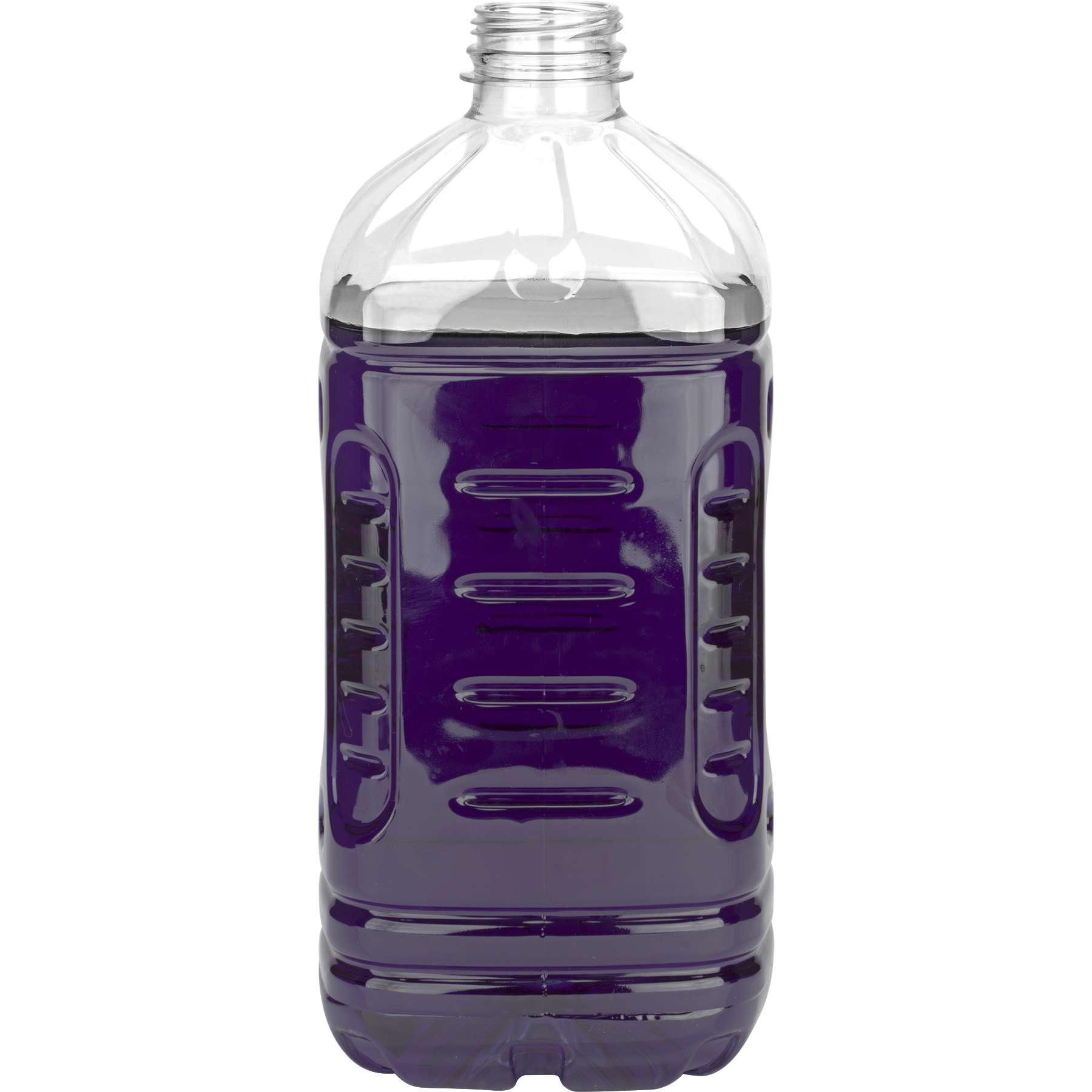64 oz. Clear PET Plastic Square Pinch Grip Bottle, 38mm 358DBJ
