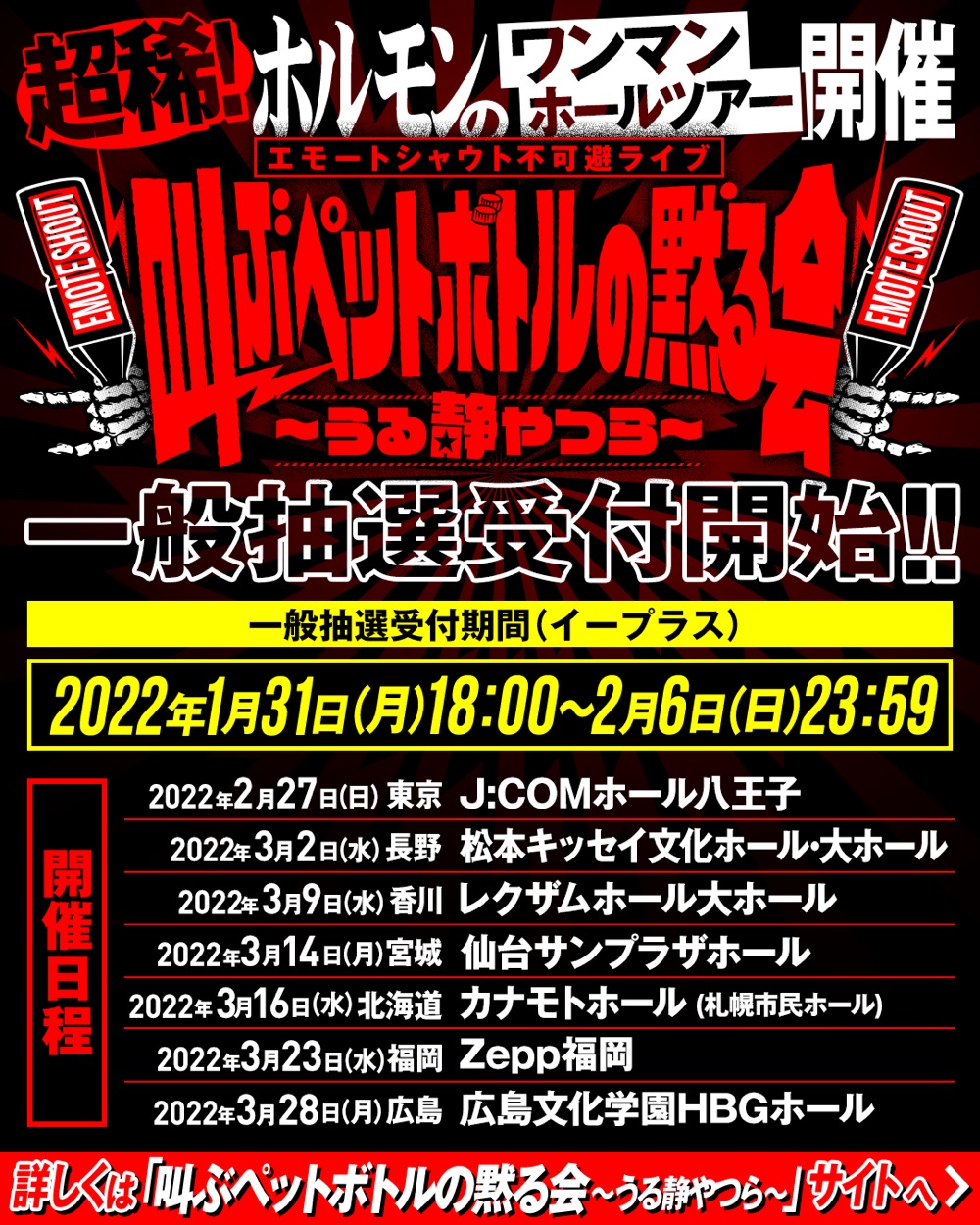 マキシマム ザ ホルモン、ワンマンホールツアーのチケット一般販売が