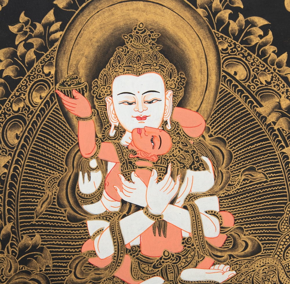 送料無料 観音菩薩 タンカ 仏画 マンダラ 〔一点物〕タンカ ヤブユム