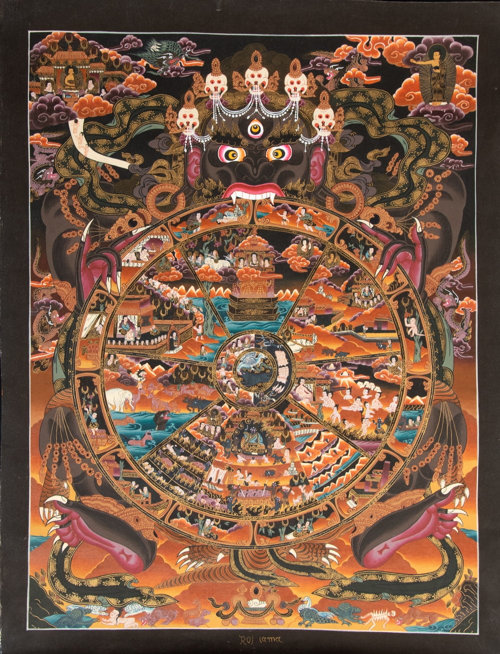 Raj Lama作 一点物〕タンカ - 六道輪廻図[55x70cm] の通販[送料無料
