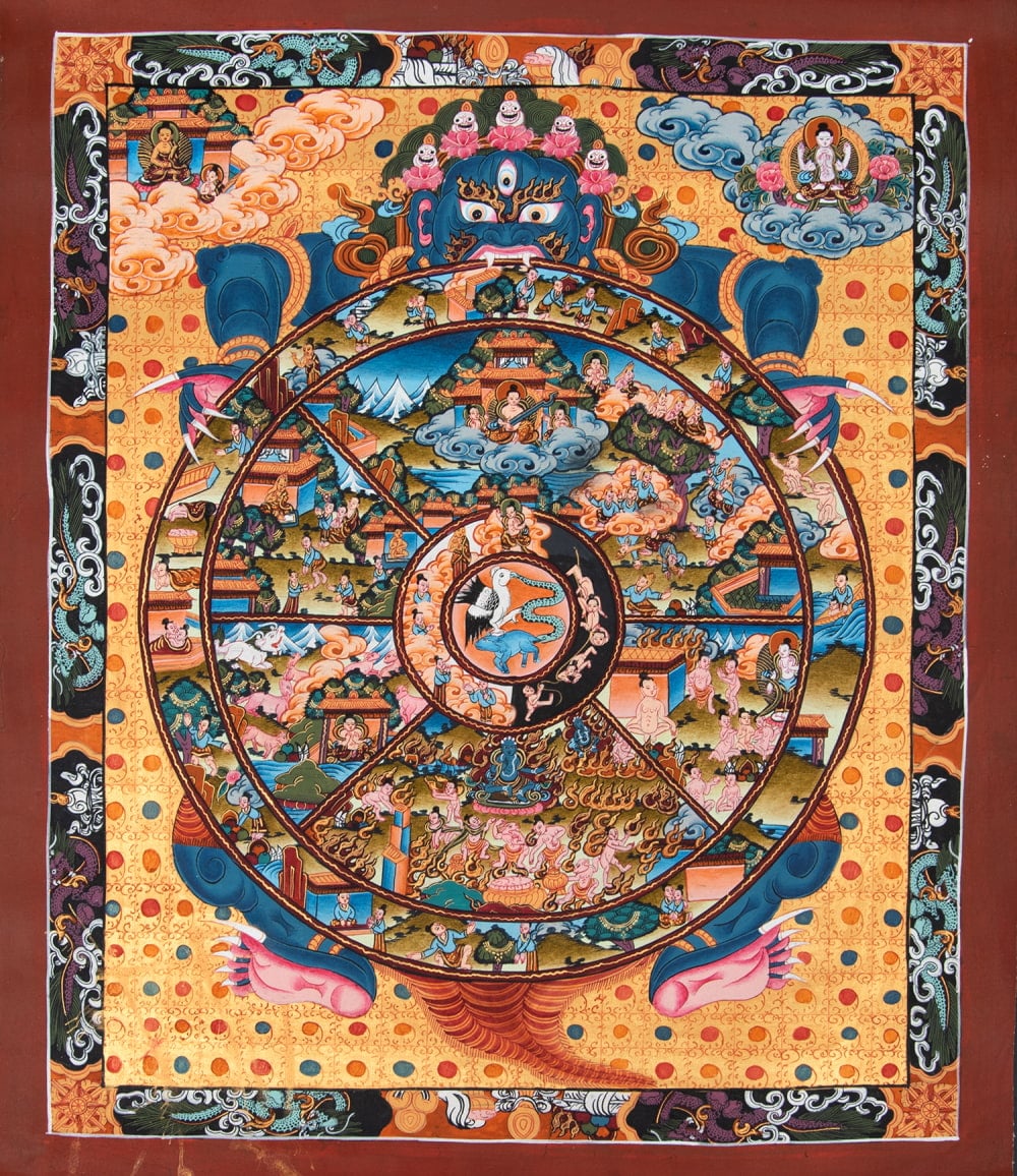 一点物〕タンカ - Wheel of existance 六道輪廻図[36cm x 43cm] の通販