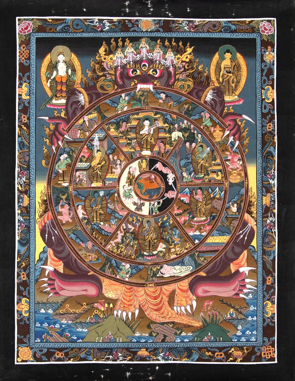 一点物〕タンカ - Wheel of existance 六道輪廻図[36cm x 45cm] の通販