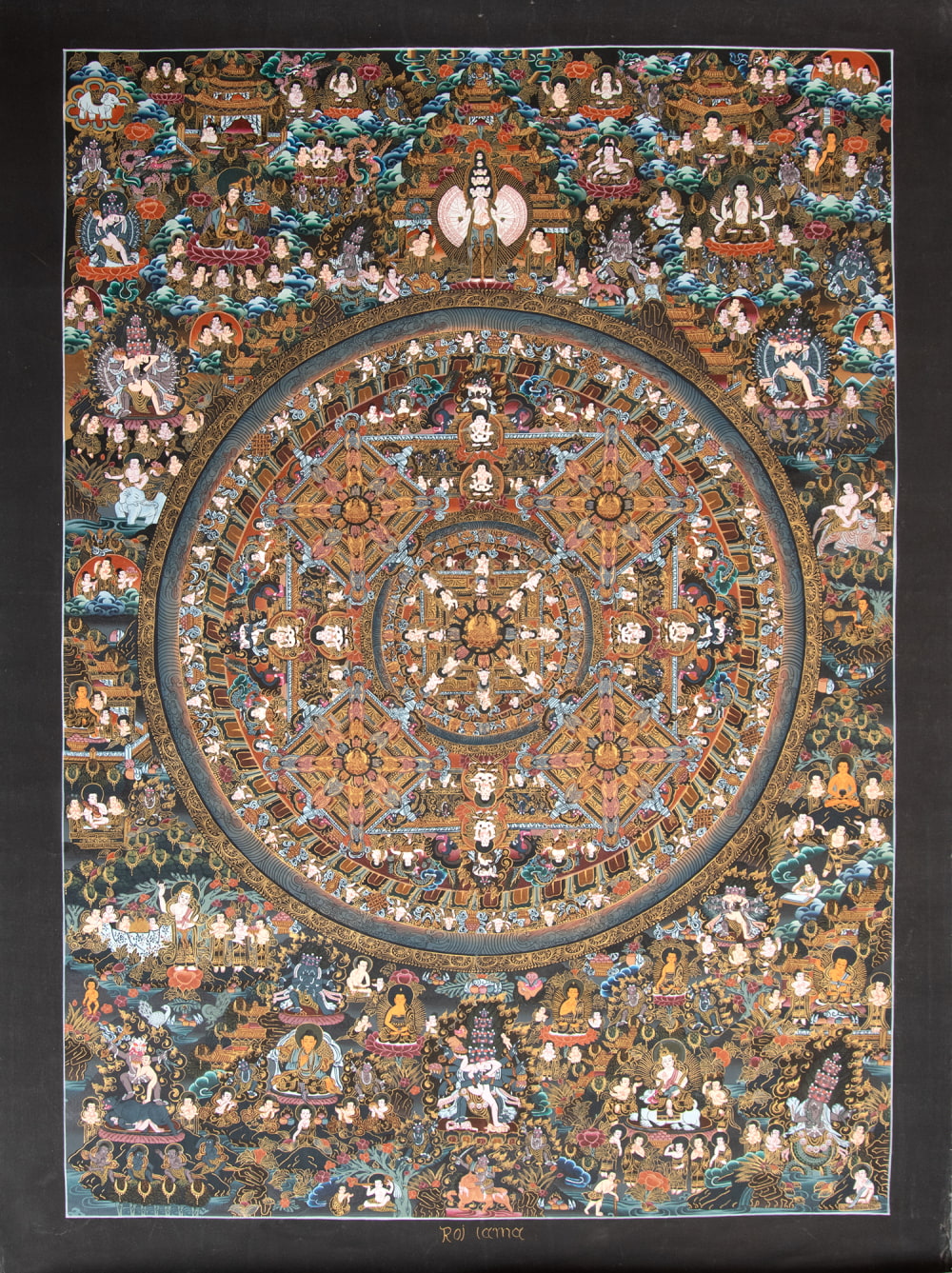 Raj Lama作 一点物・美術館収蔵品級〕タンカ - 大円蓮華界曼荼羅