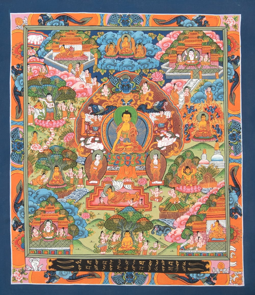 一点物〕タンカ - 釈迦牟尼仏曼荼羅[31cm x 35cm] の通販[送料無料