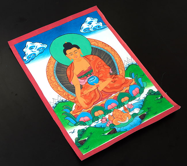 一点物〕タンカ - 釈迦如来（ゴータマ・ブッダ）[30cm x 40cm] の通販