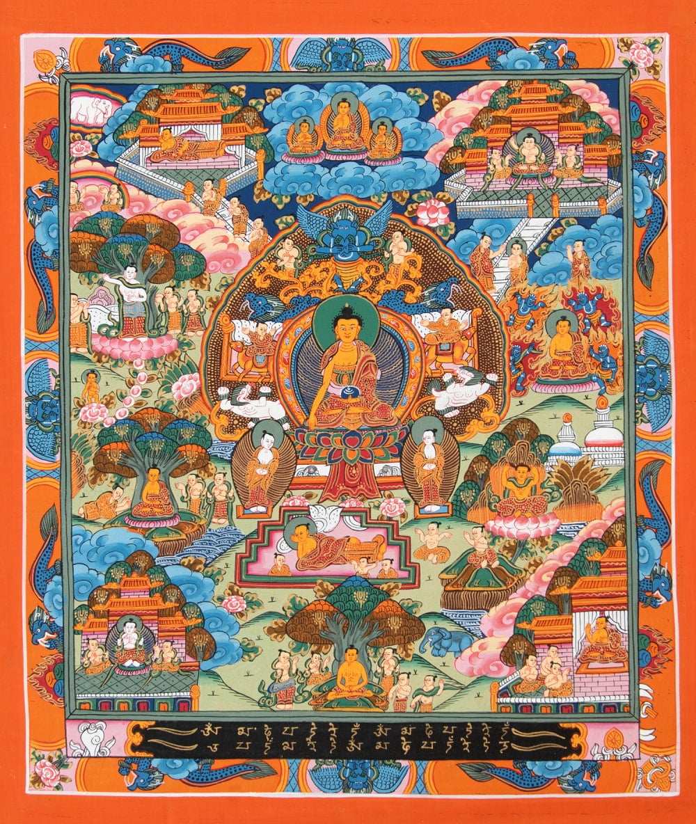 一点物〕タンカ - 釈迦牟尼仏曼荼羅[30cm x 36cm] の通販[送料無料
