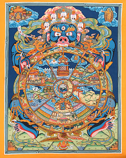 一点物〕タンカ - Wheel of existance 六道輪廻図[30cm x 40cm] の通販
