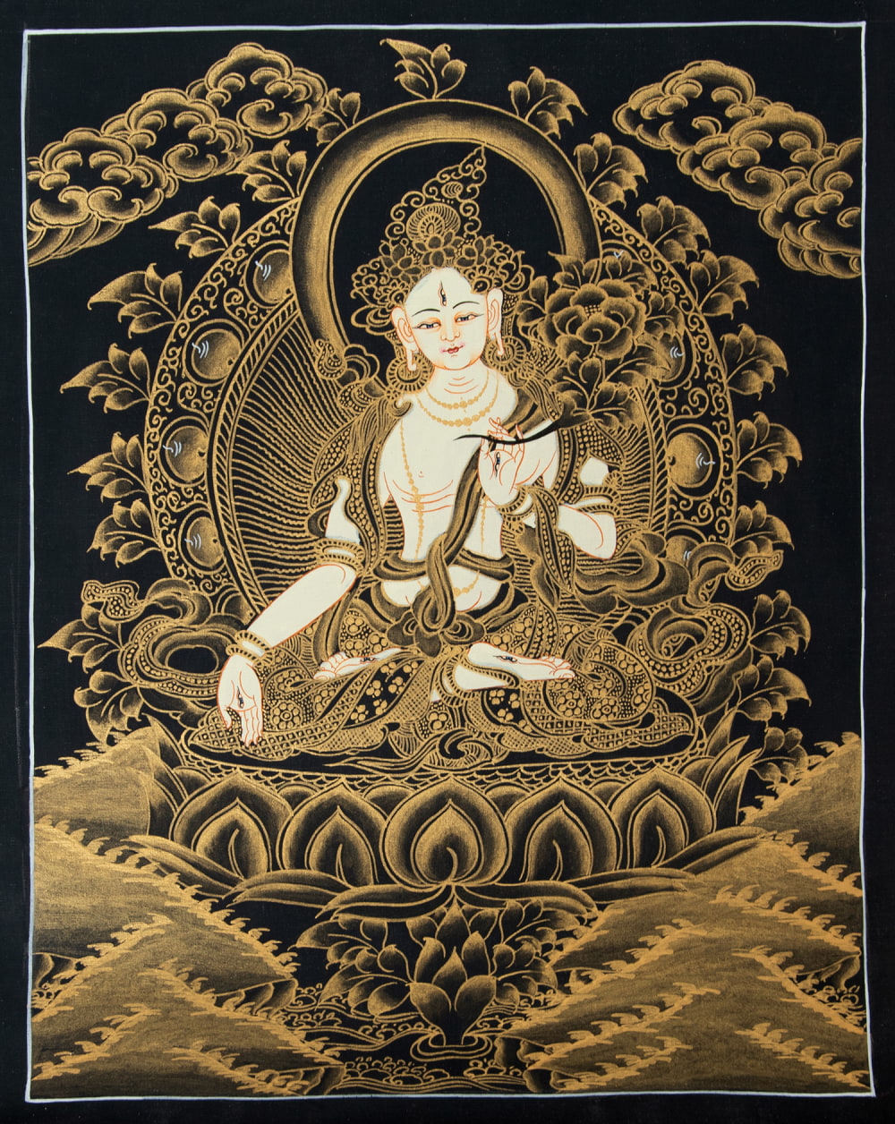 一点物〕タンカ - ホワイトターラ[30cm x 40cm] の通販[送料無料