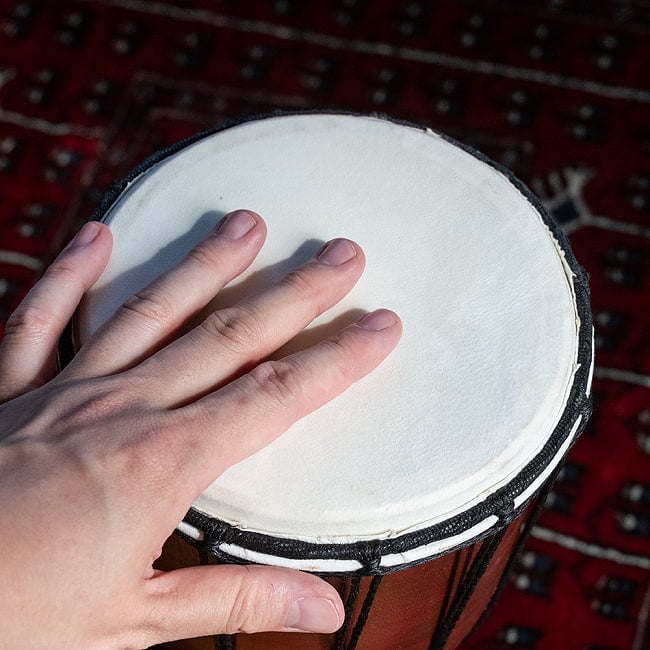 高さ：約40cm〕素朴な木の風合いが魅力 プレーン ジャンベ｜バリ島の