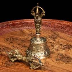 密教法具・金剛鈴（ガンター）と金剛杵（ヴァジュラ）のセット【11cm